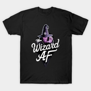 Wizard AF Dungeons and Dragons Sorcery DND Role Playing Game Gift For Magic Enthusiast Spell Book Merlin Witchcraft T-Shirt